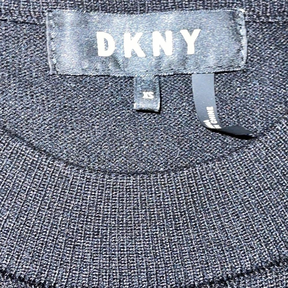 DKNY Black Sweater with Semi-Sheer Sleeve & Ruffle - Picture 7 of 8